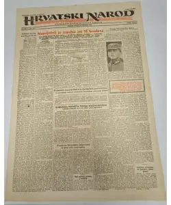 Naslovnica: Hrvatski narod - glasilo hrvatskog ustaškog pokreta br. 629/1943.