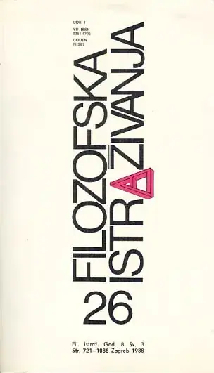 Naslovnica: Filozofska istraživanja 3/1988