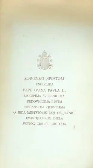 Naslovnica: Slavenski apostoli (Enciklika)
