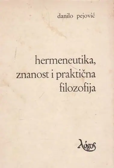 Naslovnica: Hermeneutika, znanost i praktična filozofija