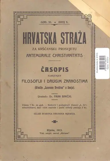 Naslovnica: Hrvatska straža, br. 6/1913.