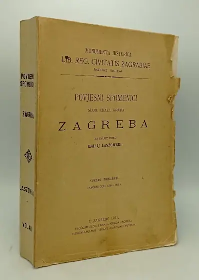 Naslovnica: Povjesni spomenici slob. kralj. grada Zagreba - 11