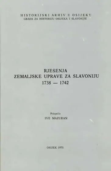 Naslovnica: Rješenja zemaljske uprave za Slavoniju