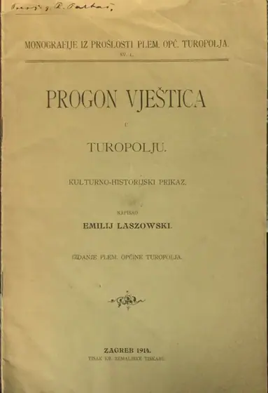 Naslovnica: Progon vještica u Turopolju