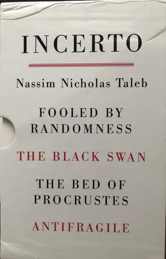 Naslovnica: FOOLED BY RANDOMNESS-THE BLACK SWAN-THE BED OF PROCRUSTES-ANTIFRAGILE