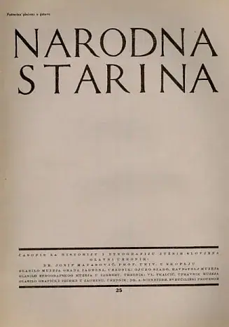 Naslovnica: Narodna starina, 25/1931