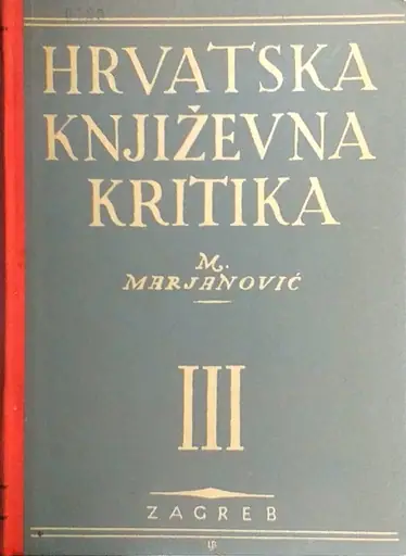 Naslovnica: HRVATSKA KNJIŽEVNA KRITIKA III