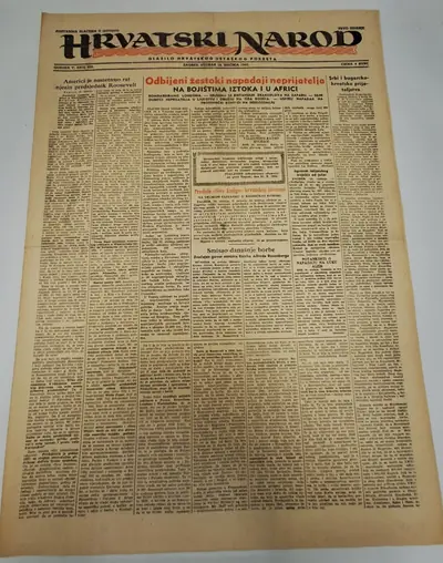 Naslovnica: Hrvatski narod - glasilo hrvatskog ustaškog pokreta br. 634/1943.