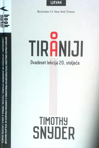 Naslovnica: O tiraniji - Dvadeset lekcija 20. stoljeća