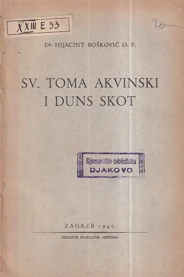 Naslovnica: Sv. Toma Akvinski i Duns Skot