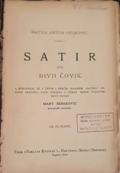Naslovnica: Satir iliti divji čovik
