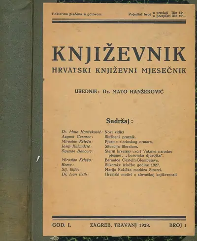 Naslovnica: Književnik 1-9/1928