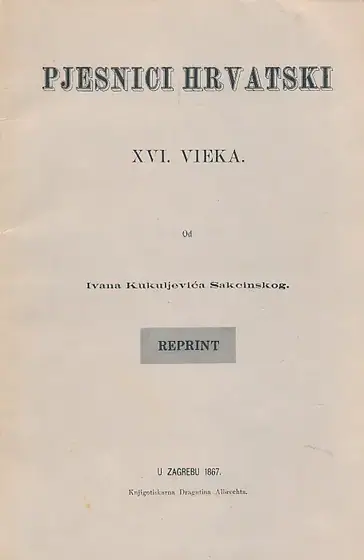 Naslovnica: Pjesnici hrvatski XVI. vieka (reprint)