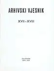 Naslovnica: Arhivski vjesnik XVII-XVIII/1974-75