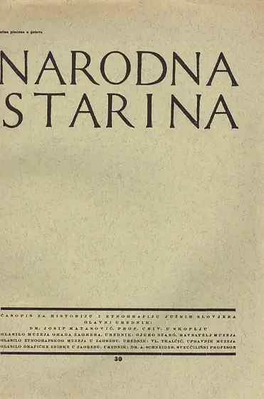 Naslovnica: Narodna starina, sv. 30/1933