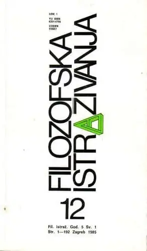 Naslovnica: Filozofska istraživanja 12/1985