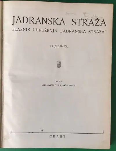 Naslovnica: Jadranska Straža, Godina 9. 1931.