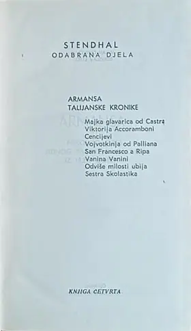 Naslovnica: Armansa/ Talijanske kronike