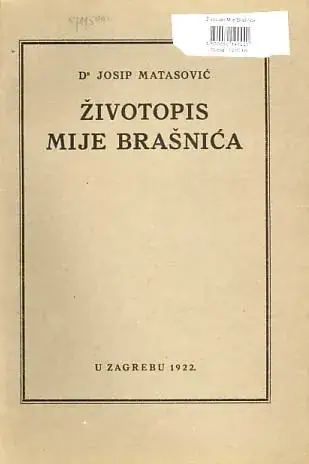 Naslovnica: Životopis Mije Brašnića