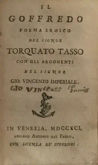 Naslovnica: IL Goffredo Poema Eroico, Con Gli Argomenti Del Signor Vincenzo Imperiale