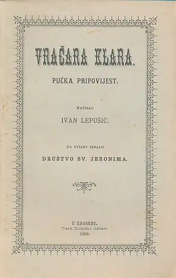 Naslovnica: Vračara Klara – pučka pripovijest