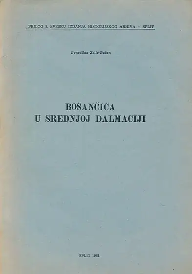 Naslovnica: Bosančica u srednjoj Dalmaciji