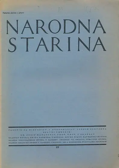 Naslovnica: Narodna starina 27/1932