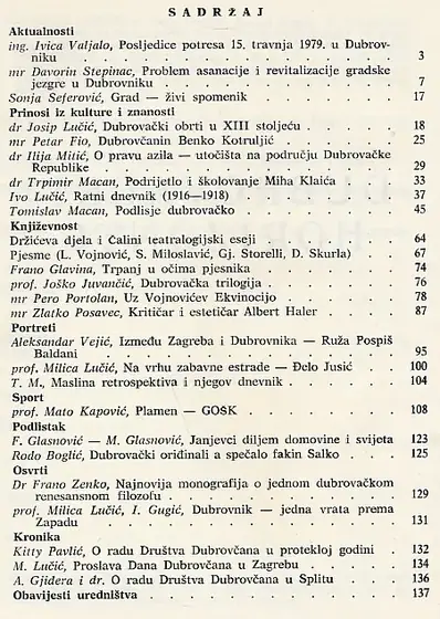 Naslovnica: Dubrovački horizonti 20/1980.