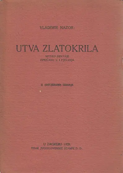 Naslovnica: UTVA ZLATOKRILA - mitsko zbivanje ispričano u 5 pjevanja