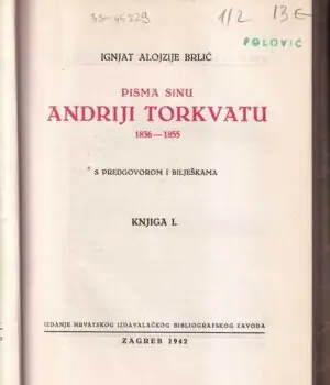 Naslovnica: Pisma sinu Andriji Torkvatu 1-2