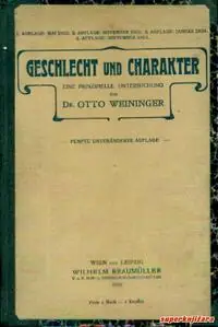 Naslovnica: GESCHLECHT UND CHARAKTER. EINE PRINZIPIELLE UNTERSUCHUNG VON DR. OTTO WEININGER (njem.)