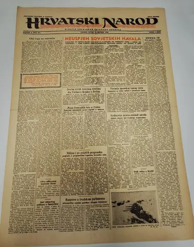 Naslovnica: Hrvatski narod - glasilo hrvatskog ustaškog pokreta br. 631/1943.