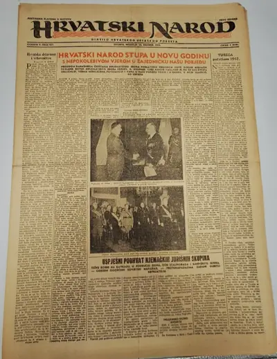 Naslovnica: Hrvatski narod - glasilo hrvatskog ustaškog pokreta br. 627/1943.