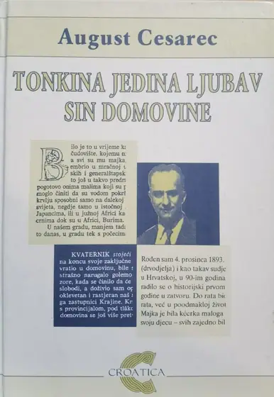 Naslovnica: Tonkina jedina ljubav; Sin domovine