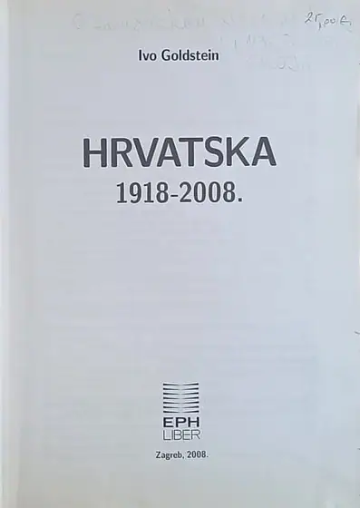 Naslovnica: Hrvatska 1918-2008.