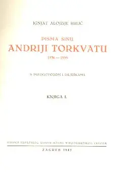 Naslovnica: Pisma sinu Andriji Torkvatu 1836
