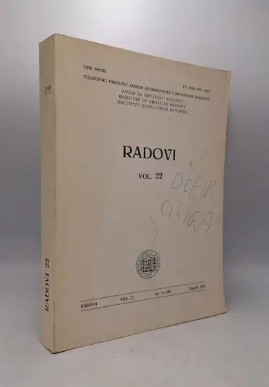 Naslovnica: Radovi Instituta za hrvatsku povijest 22