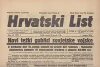 Naslovnica: HRVATSKI LIST BR. 166/1943.