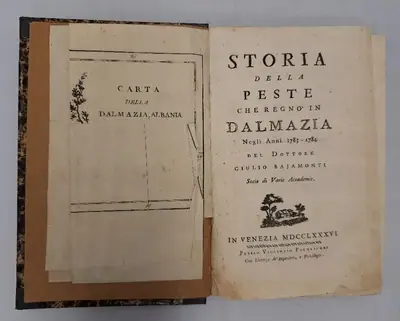 Naslovnica: Storia della peste che regno' in Dalmazia Negli Anni 1783 -1784.
