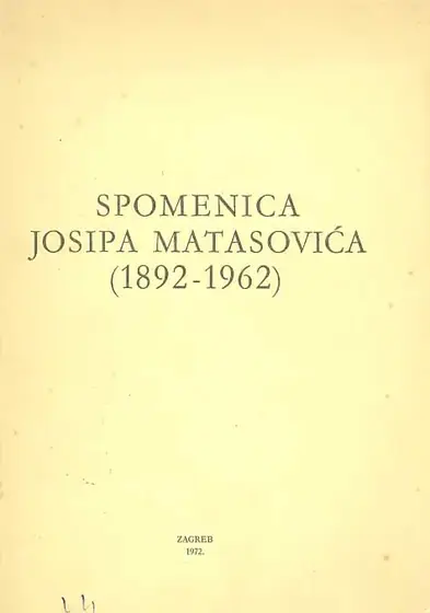 Naslovnica: Spomenica Josipa Matasovića (1892